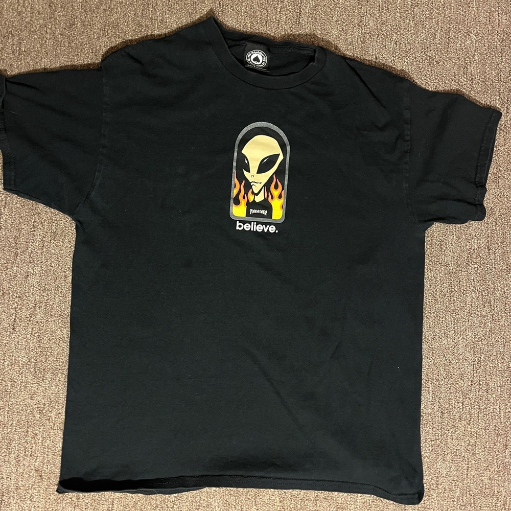 Black Medium Thrasher x AWS Believe T shirt